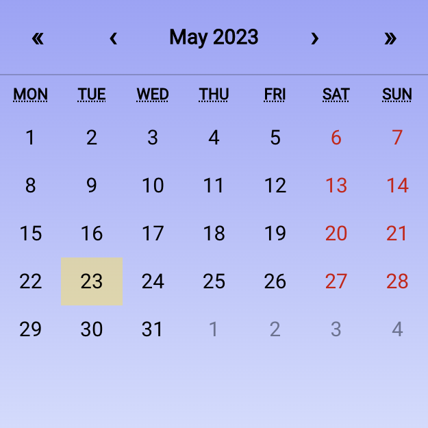 Calendar widget